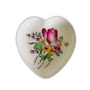 SPODE ENGLAND Floral HEART SHAPED CERAMIC TRINKET Ring Soap Dresser DISH 4"
